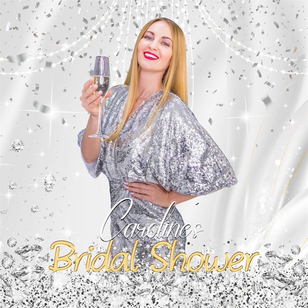 Bridal Backdrop Chic Silver Confetti Personalized Backdrop LXX5-185