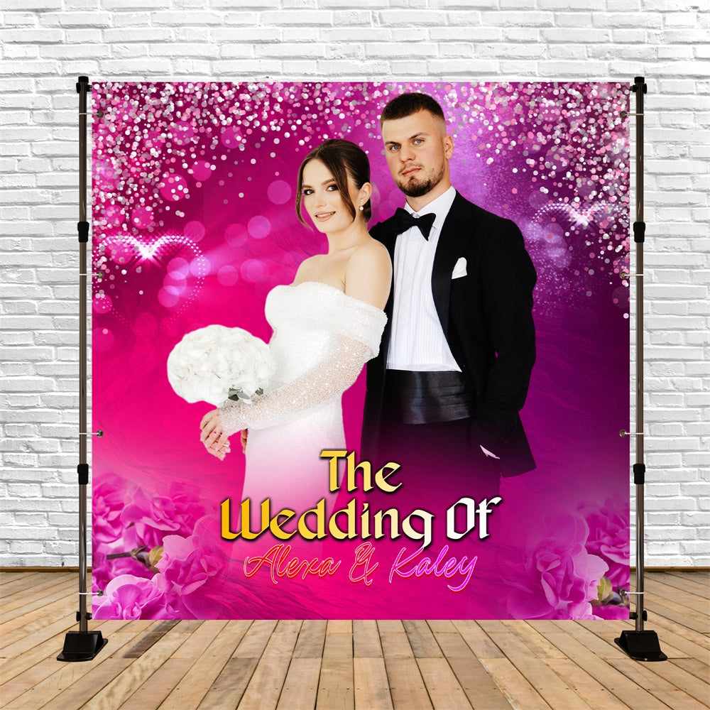 Wedding Photo Backdrop Elegant Pink Glitter Customized Backdrop LXX5-186
