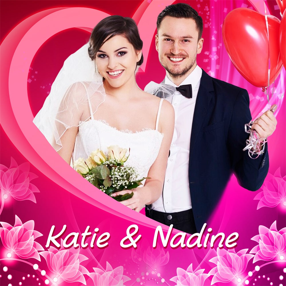 Photo Backdrop Wedding Romantic Heart Frame Custom Backdrop LXX5-187