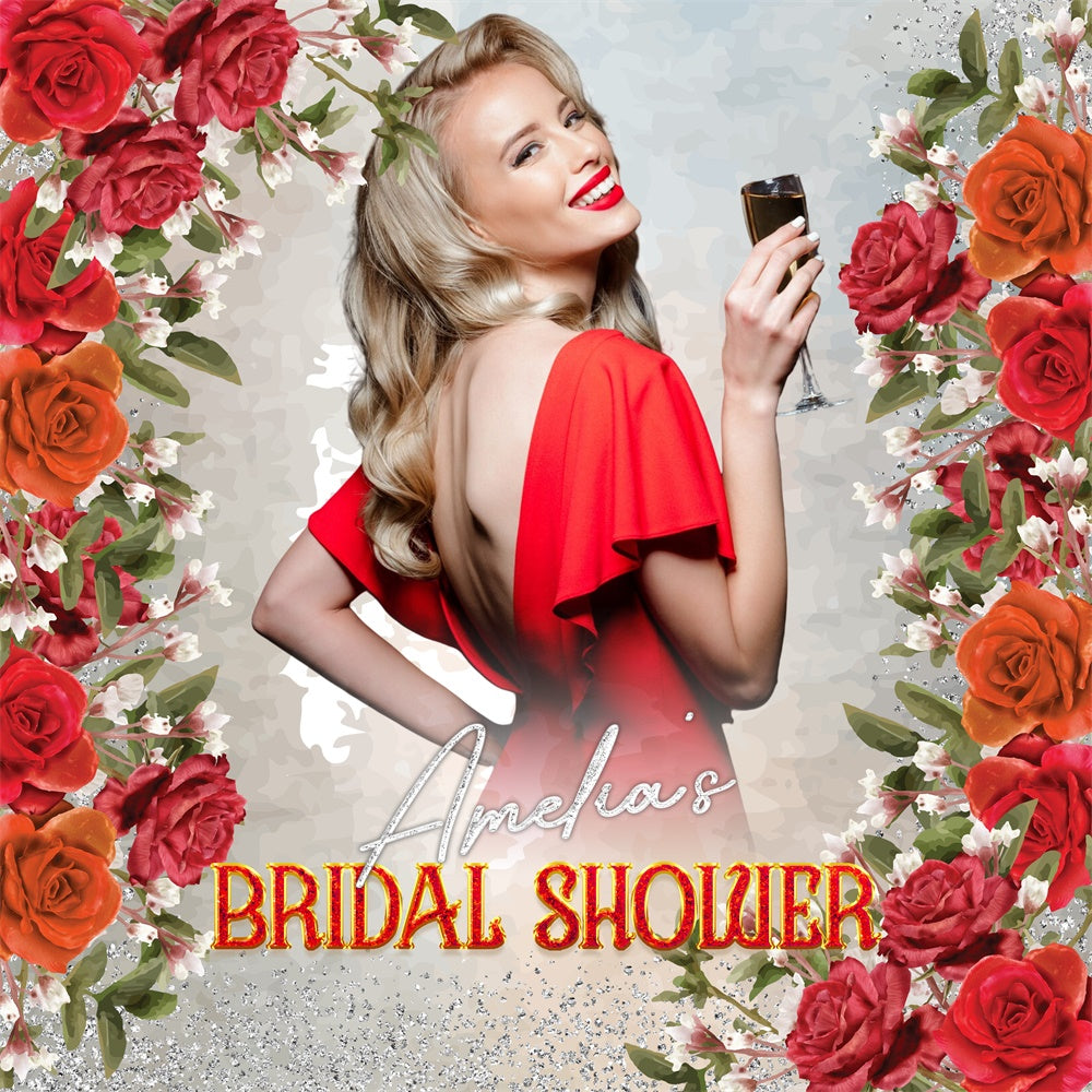 Bridal Shower Photo Backdrop Floral Glam Customized Backdrop LXX5-196