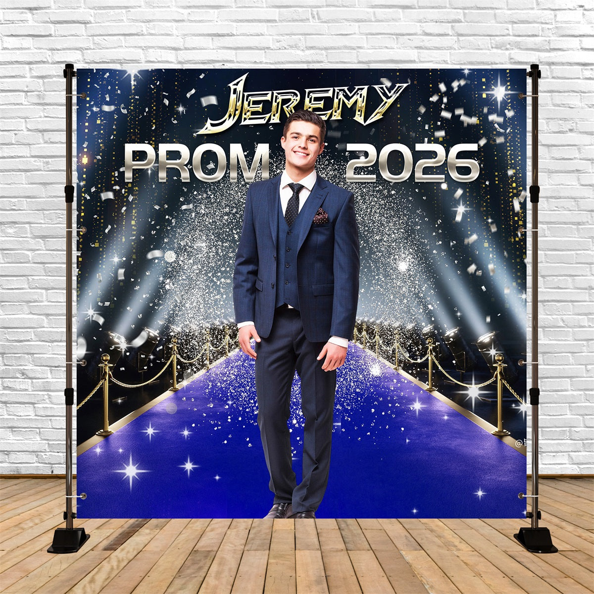 Prom 2026 Backdrop Starry Blue Carpet Custom Party Graduation Backdrop LXX5-233