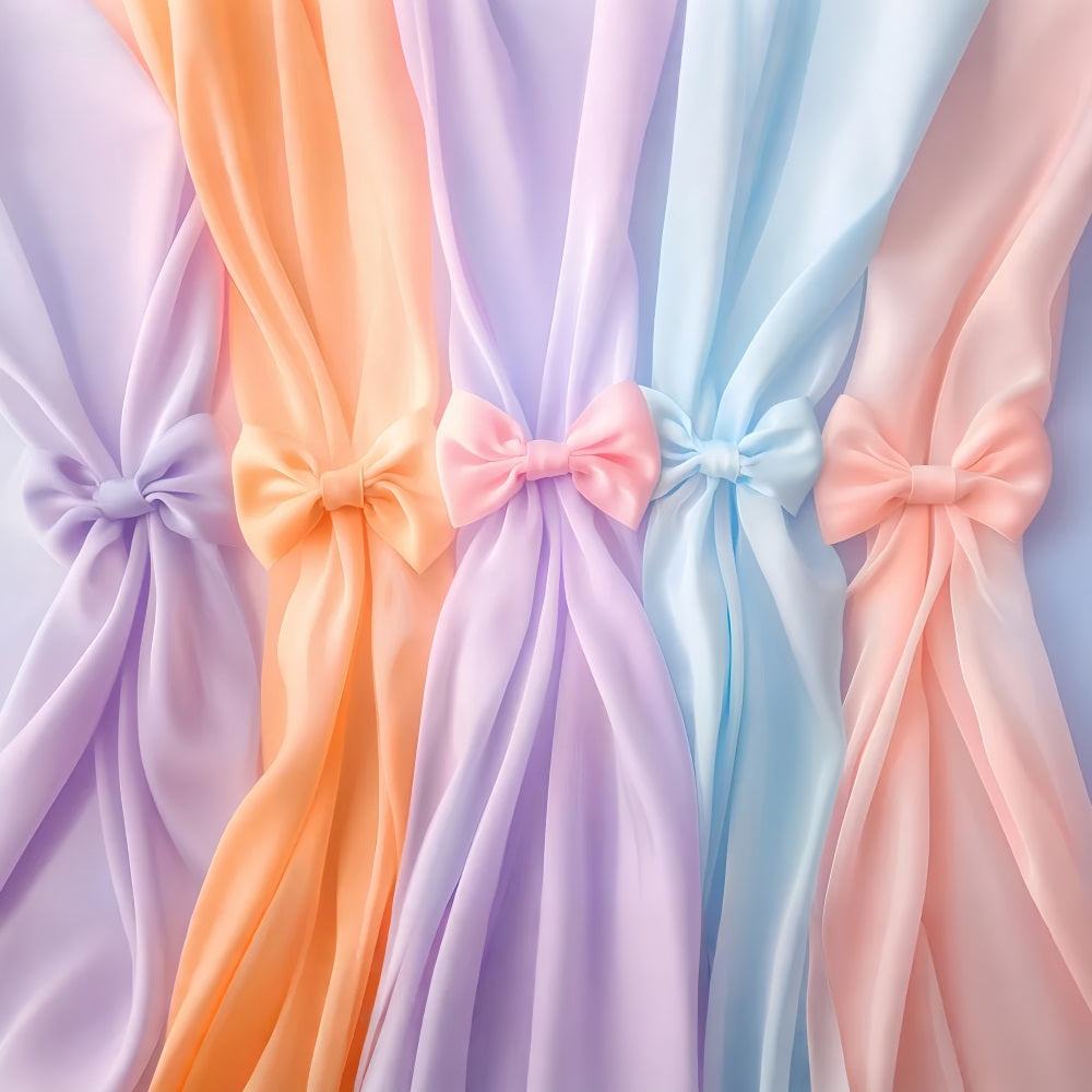 Bow Backdrop Soft Pastel Draped Ribbons Wedding Backdrop LXX510-161