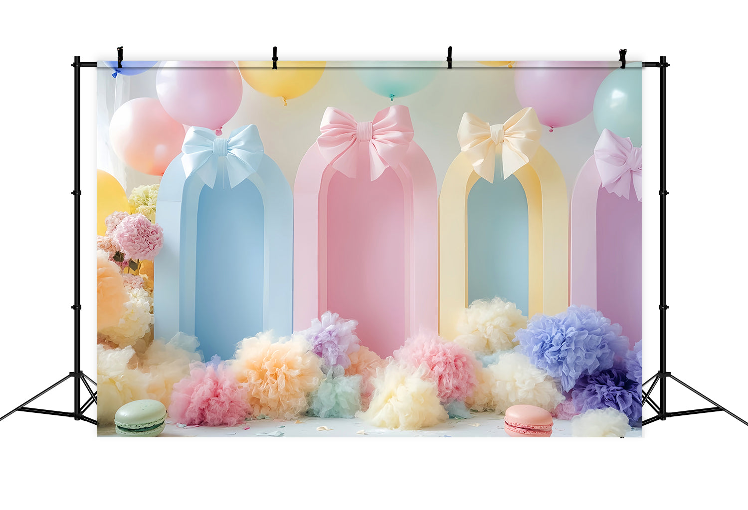 Bow Backdrops Pastel Balloons Colorful Arches Cake Smash Birthday LXX510-163