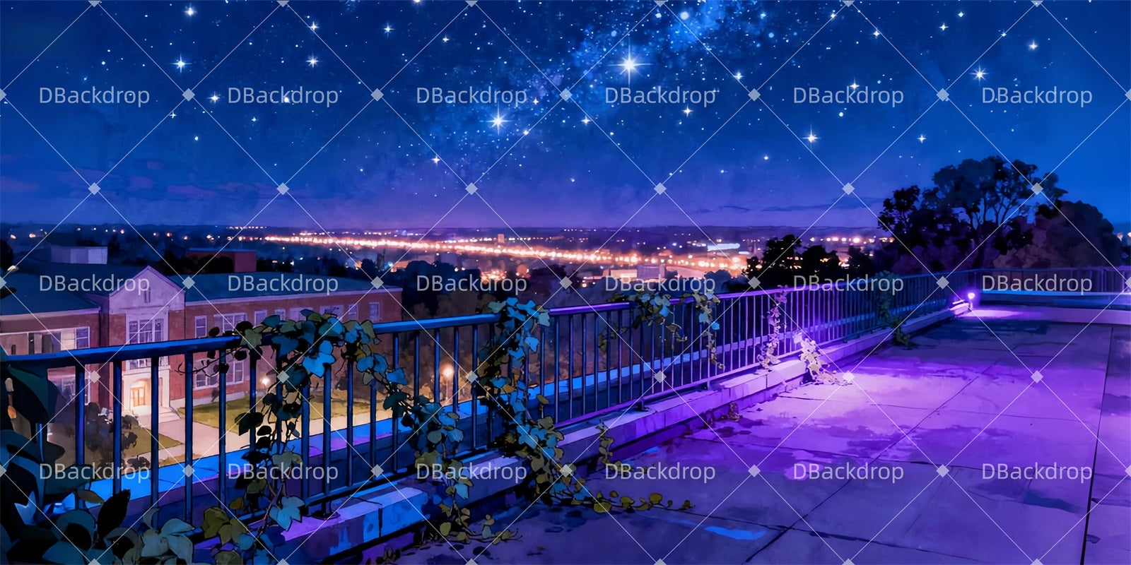 Large Stage Backdrops Starlit Campus Roof Musical Backdrops LXX510-T47