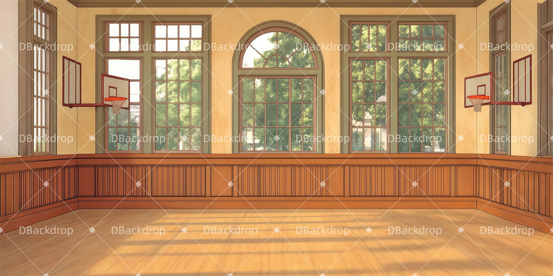 School Play Backdrops Wooden Court Interior Performance Backdrops LXX511-T107