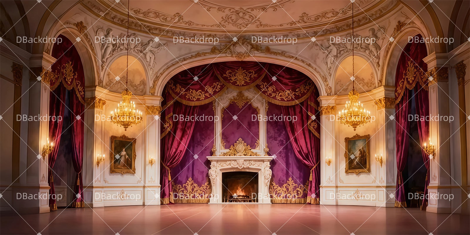 Dance Backdrop Luxurious Palace Interior Stage Backdrop Ideas LXX511-T16
