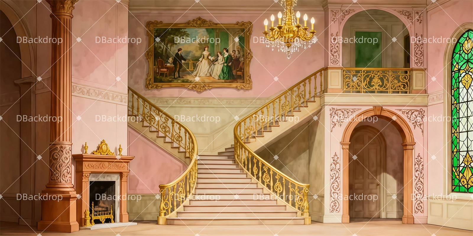 Performance Backdrops Victorian Mansion Hallway School Dance Backdrop LXX511-T17