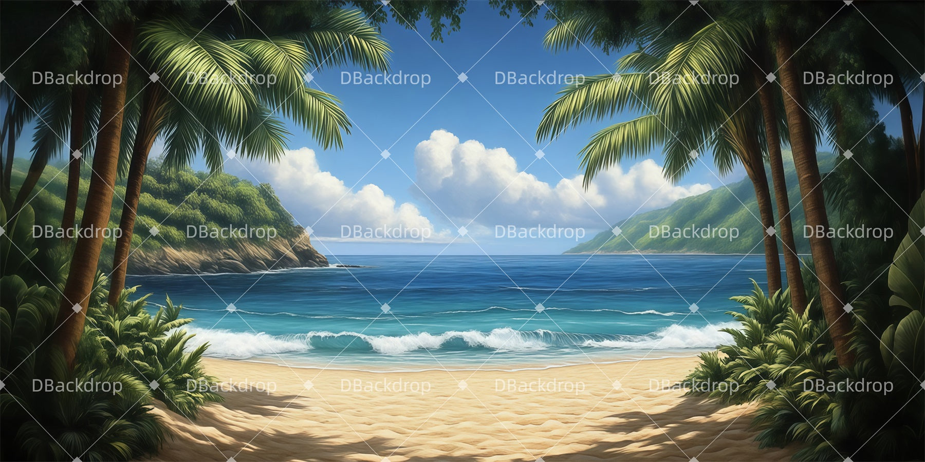 Theater Backdrop Tropical Palm Beach Stage Scenery Backdrops LXX511-T56