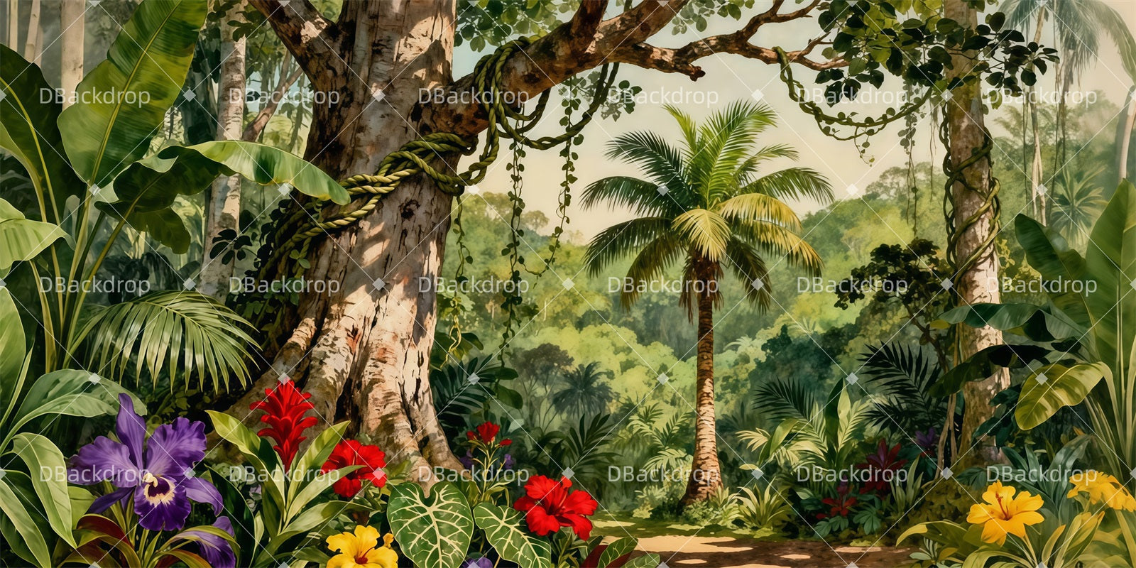 Forest Stage Backdrop Exotic Forest Garden Theater Backdrop LXX511-T66