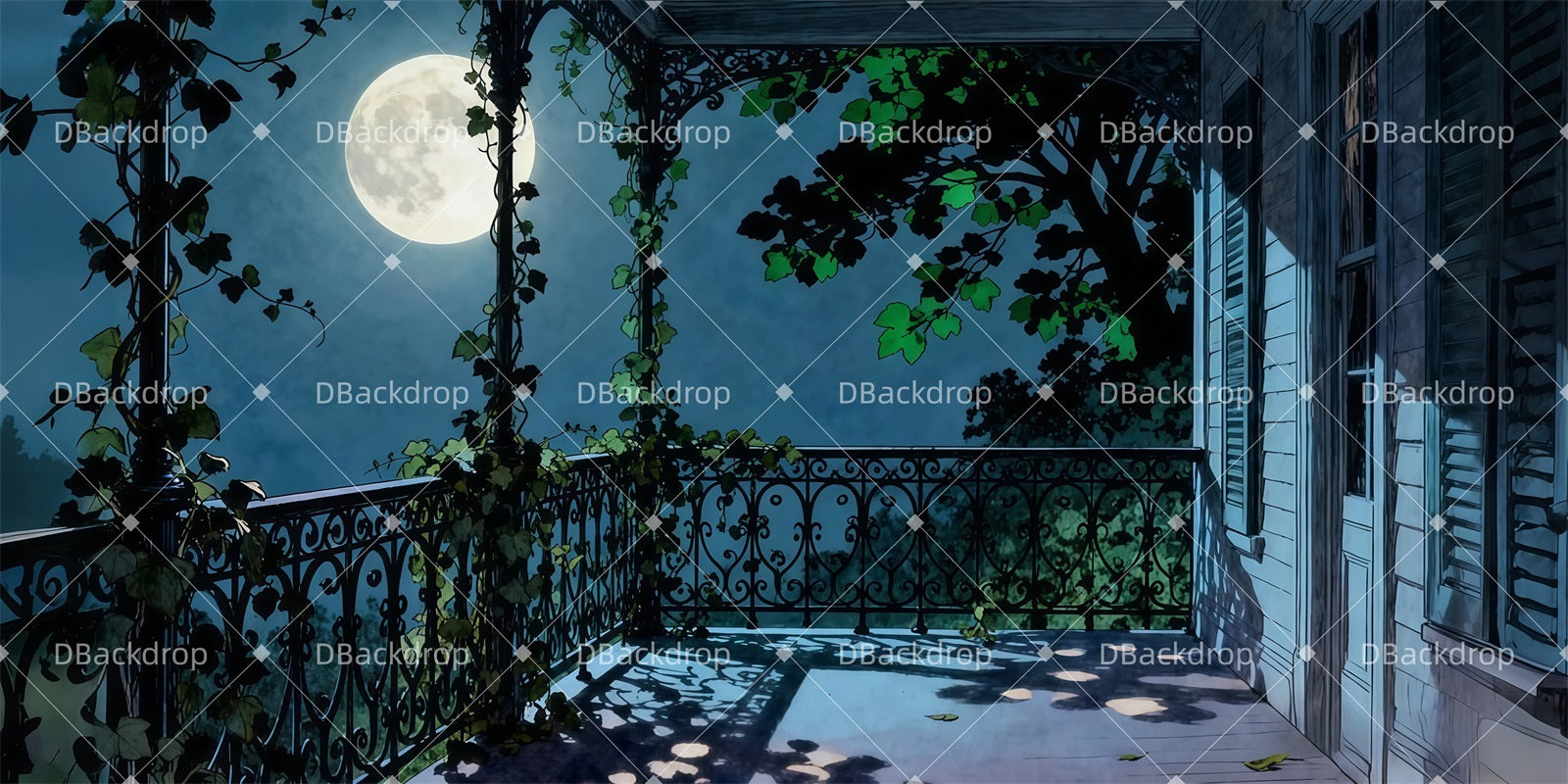 Cheap Theater Backdrops Moonlit Garden Balcony Backdrops For Theater LXX511-T74