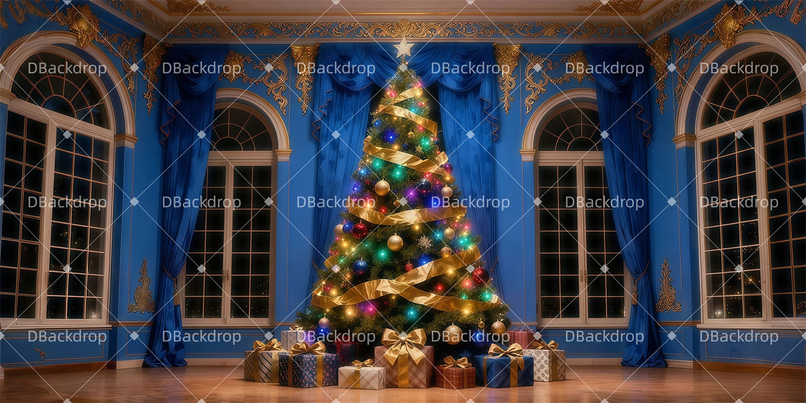 Theater Backdrop Sparkling Gift Night Christmas Stage Backdrops LXX511-T79