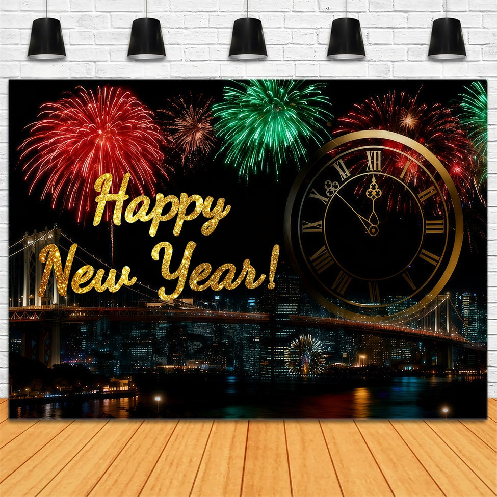 New Years Backdrop Fireworks Midnight City Countdown New Year's Eve Backdrop LXX512-1