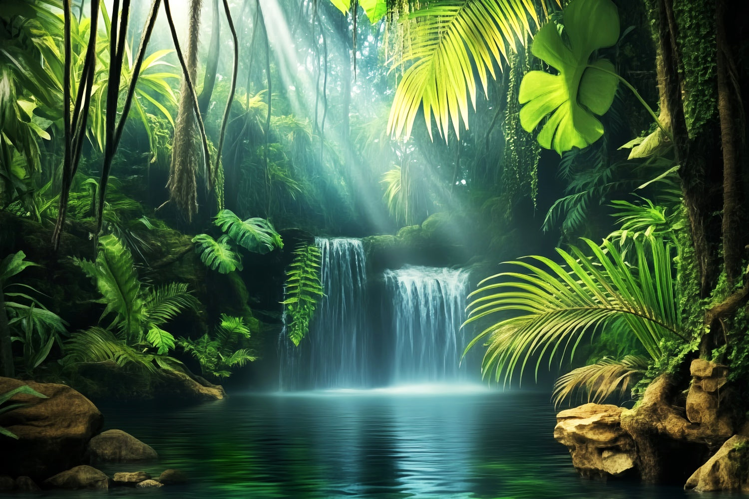 Forest Backdrops Emerald Jungle Waterfall Backdrop LXX57-119