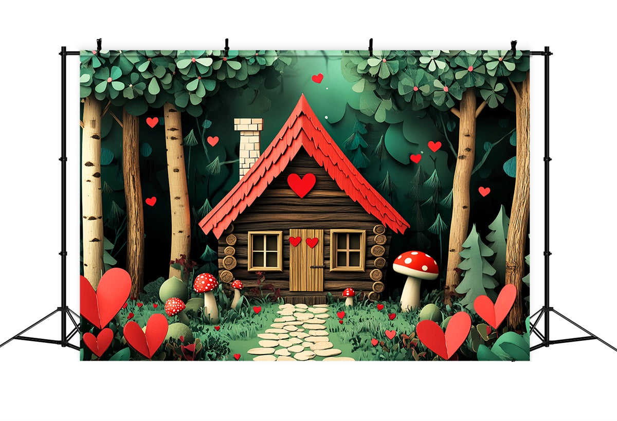 Woodland Forest Backdrop Whimsy Heart Cottage Backdrop LXX57-122