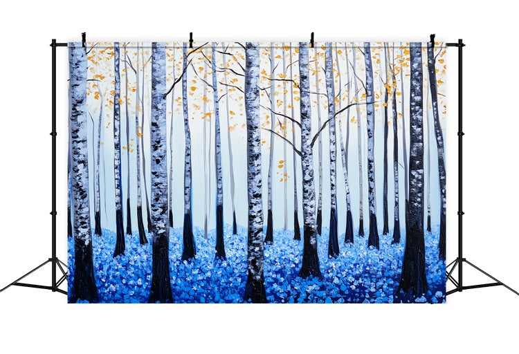 Forest Photo Backdrop Blue Petal Birch Forest Backdrop LXX57-127