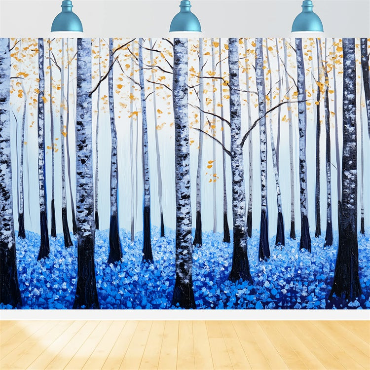 Forest Photo Backdrop Blue Petal Birch Forest Backdrop LXX57-127