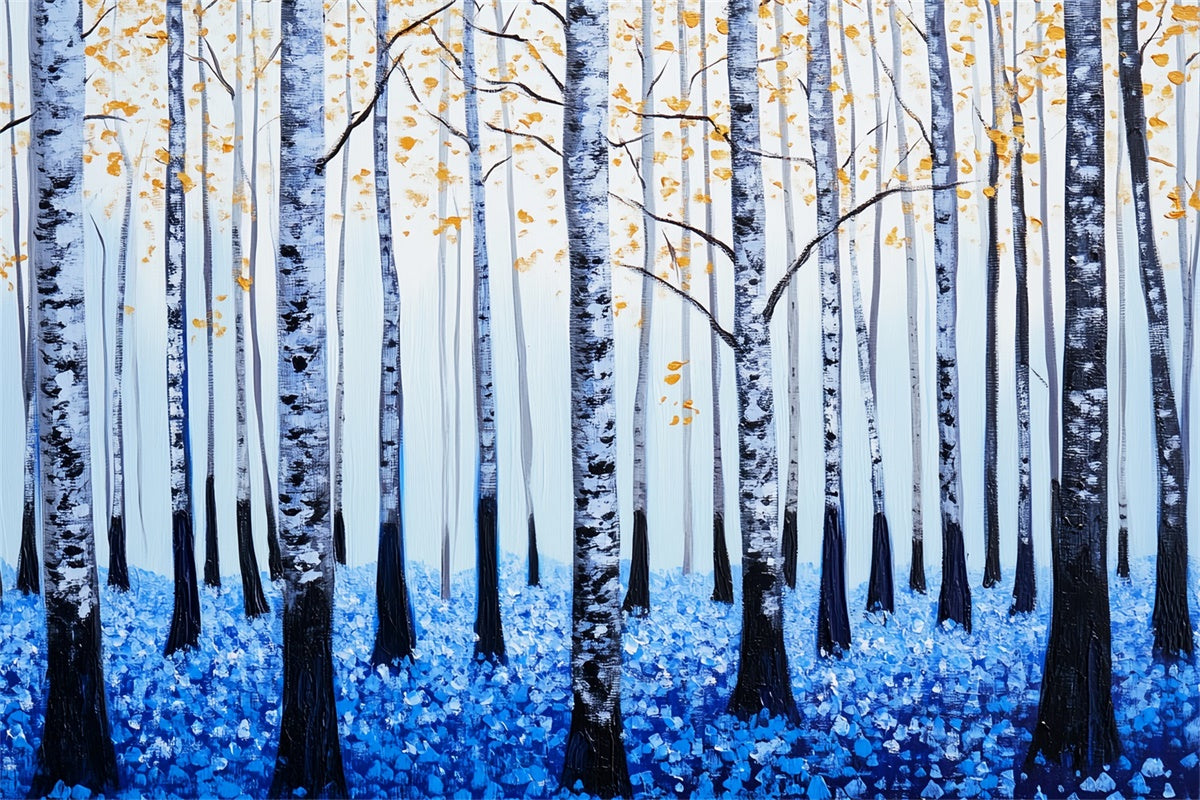 Forest Photo Backdrop Blue Petal Birch Forest Backdrop LXX57-127