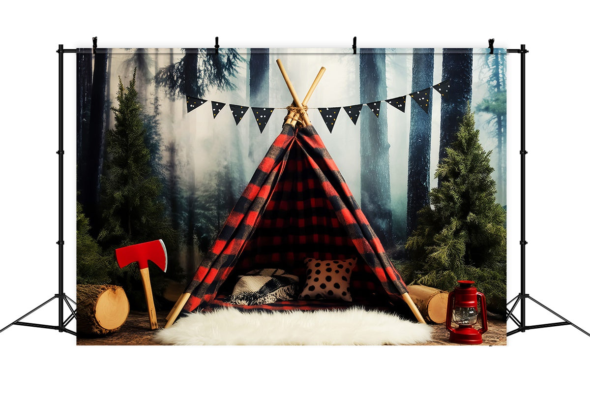 Woodland Forest Backdrop Rustic Camp Tent Backdrop LXX57-130