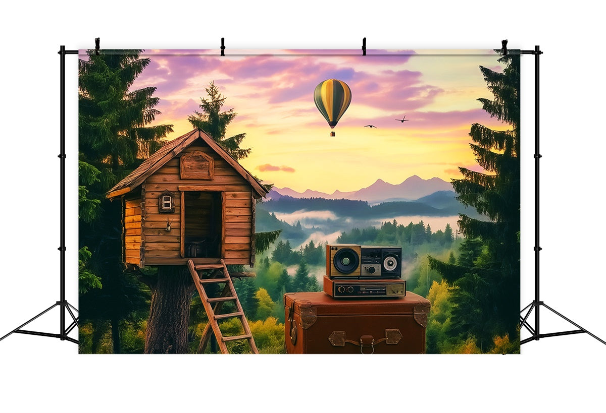 Backdrop Forest Pine Ridge Balloon Ride Backdrop LXX57-135