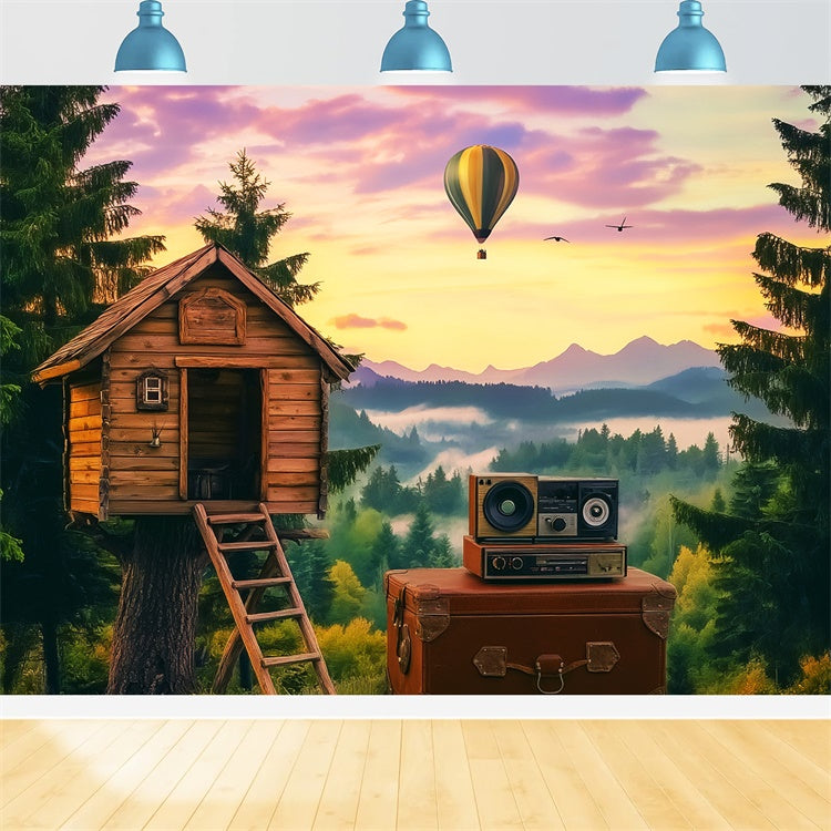 Backdrop Forest Pine Ridge Balloon Ride Backdrop LXX57-135