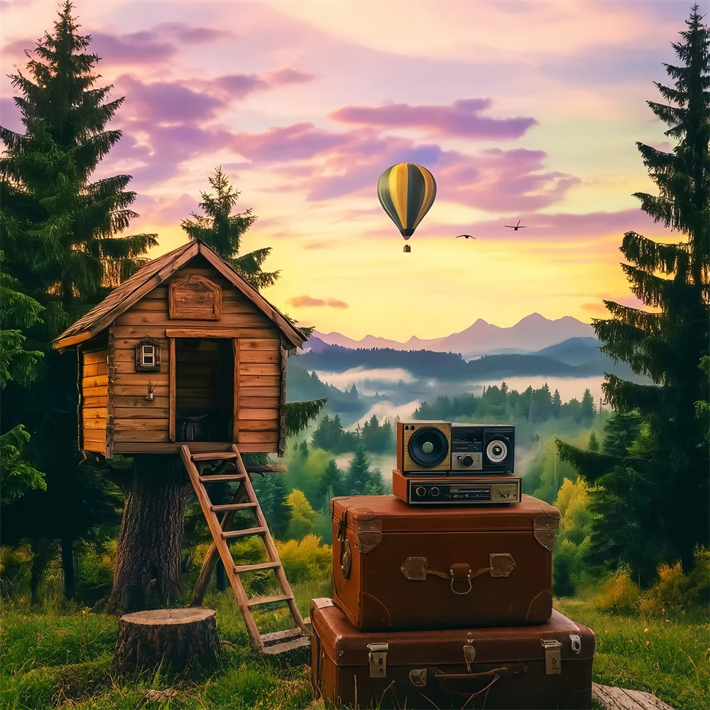 Backdrop Forest Pine Ridge Balloon Ride Backdrop LXX57-135