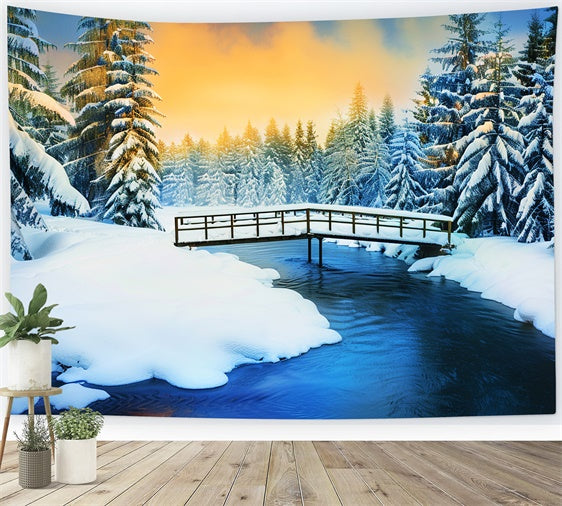 Snowy Forest Backdrop Frosted Pines Glow Backdrop LXX57-137