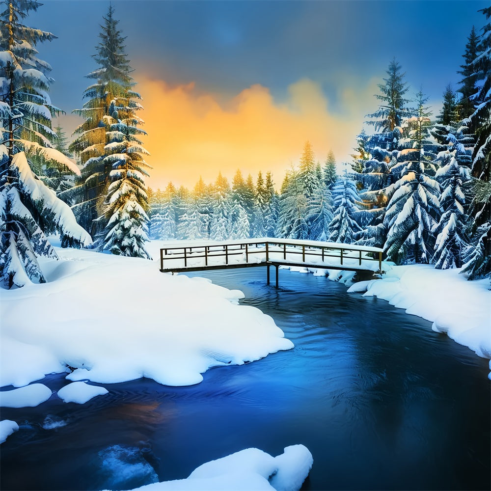 Snowy Forest Backdrop Frosted Pines Glow Backdrop LXX57-137