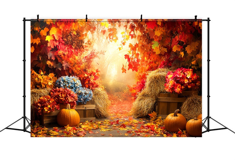 Fall Leaves Backdrop Dreamy Foliage Pumpkin Backdrop LXX57-159