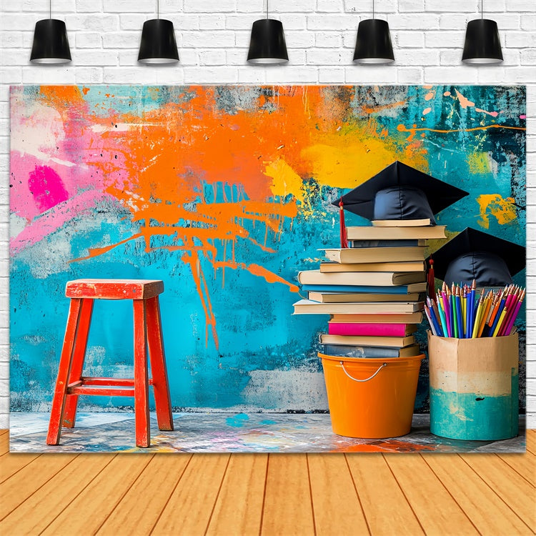 School Picture Backdrop Graffiti Wall Study Backdrop LXX57-18