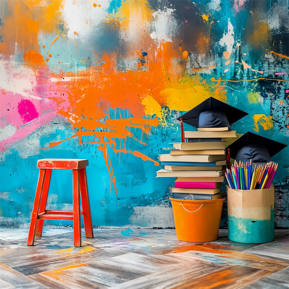 School Picture Backdrop Graffiti Wall Study Backdrop LXX57-18