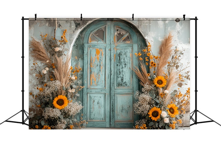 Vintage Photo Backdrop Shabby Sunflower Porch Backdrop LXX57-189