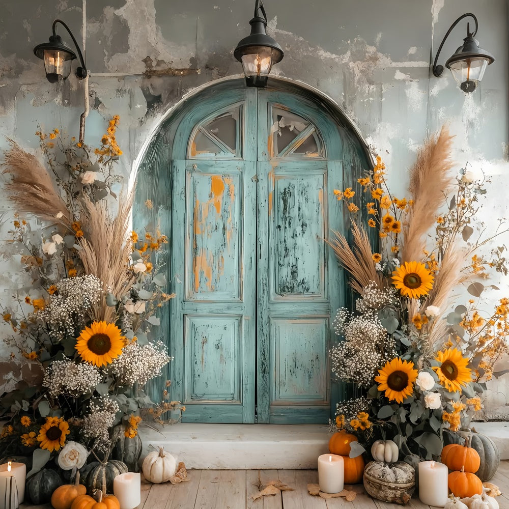 Vintage Photo Backdrop Shabby Sunflower Porch Backdrop LXX57-189