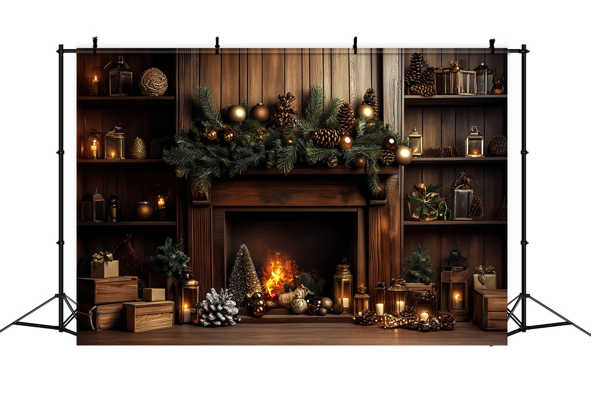 Vintage Christmas Backdrop Pine Hearth Holiday Backdrop LXX57-218