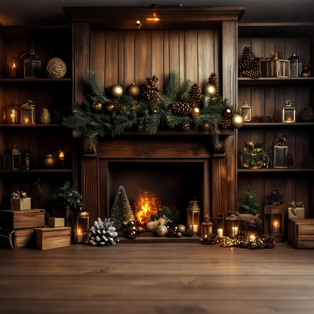 Vintage Christmas Backdrop Pine Hearth Holiday Backdrop LXX57-218
