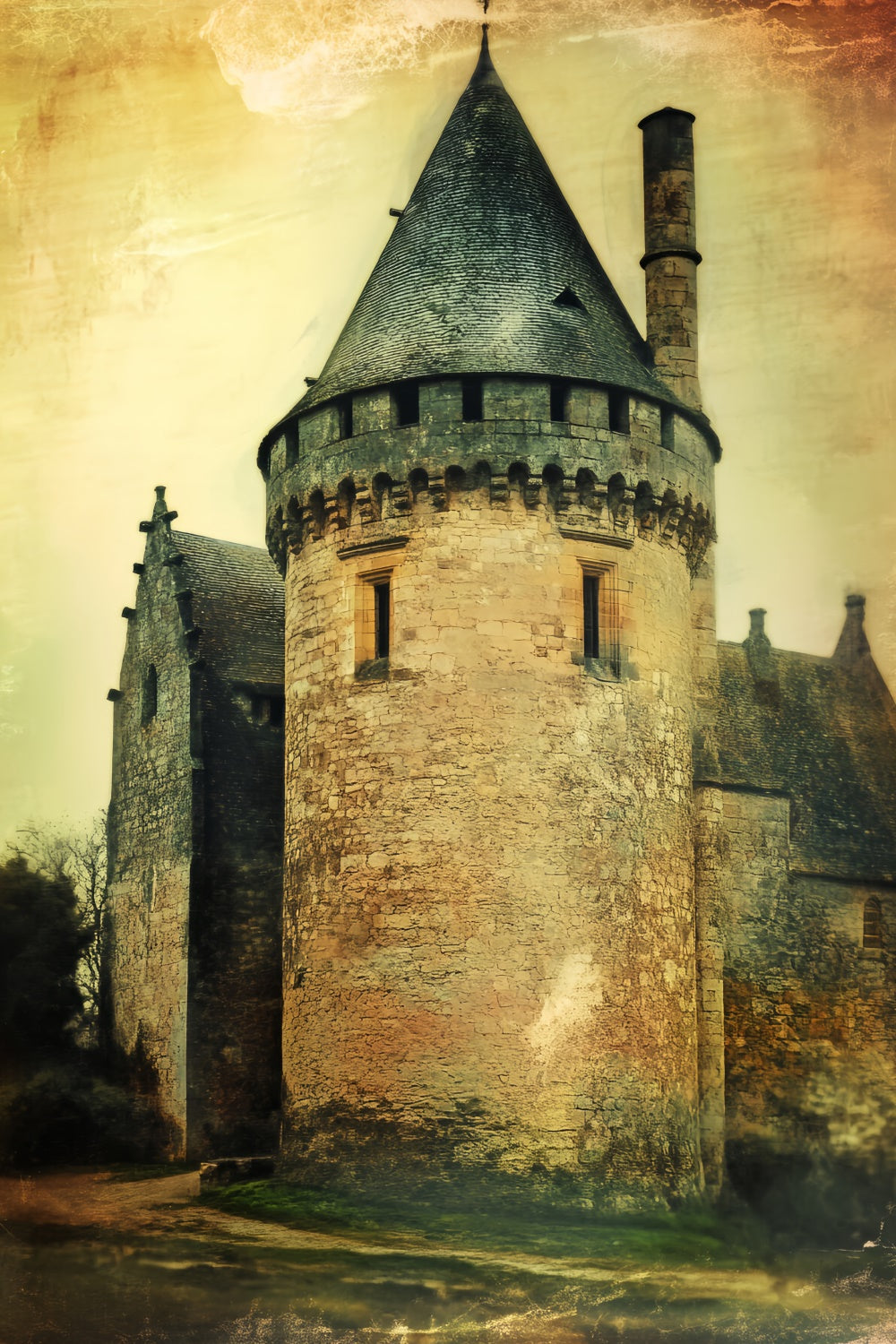 Backdrop For Portraits Medieval Castle Tower Backdrop LXX57-266