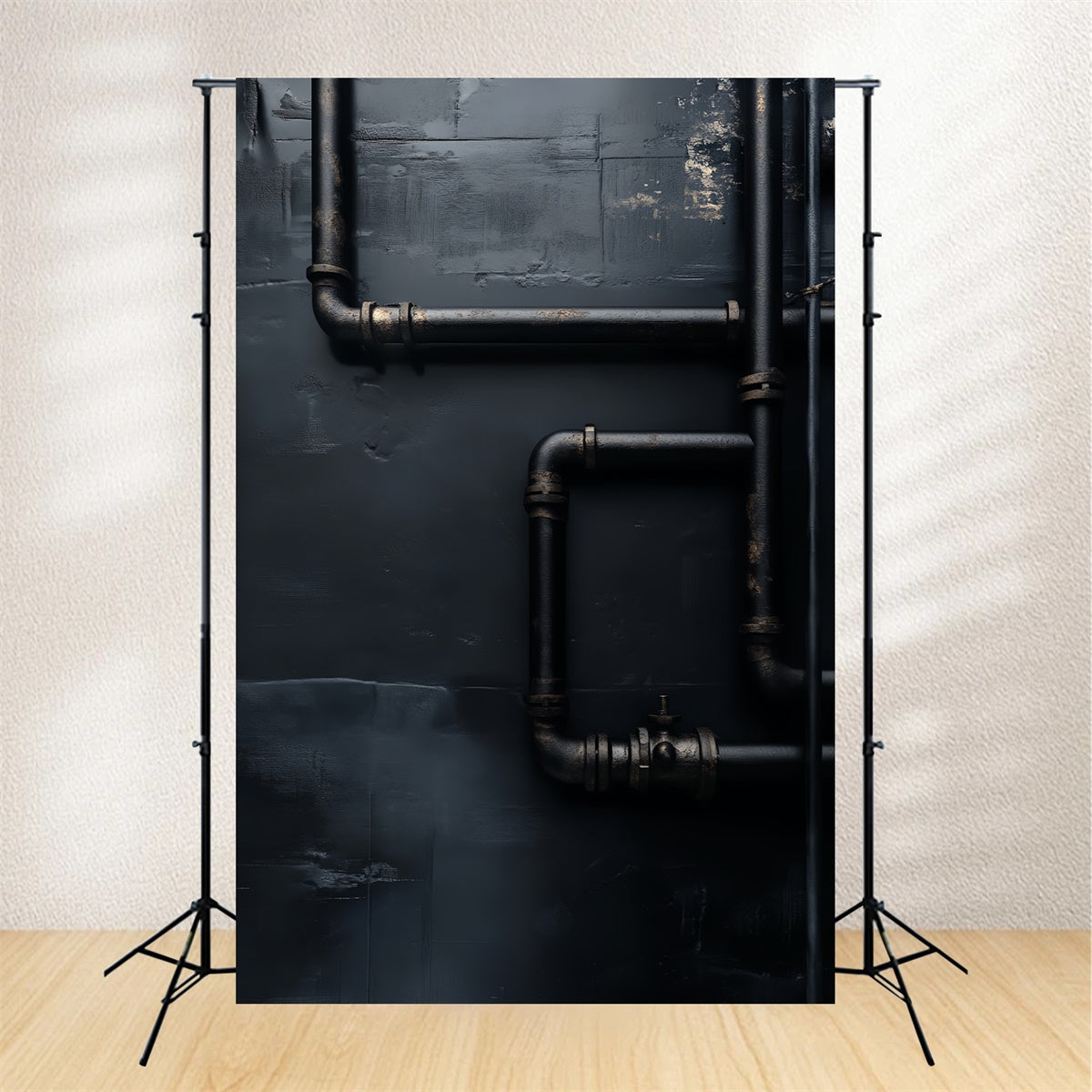 Black Photo Backdrop Black Pipe Detail Dark Backdrop LXX57-279