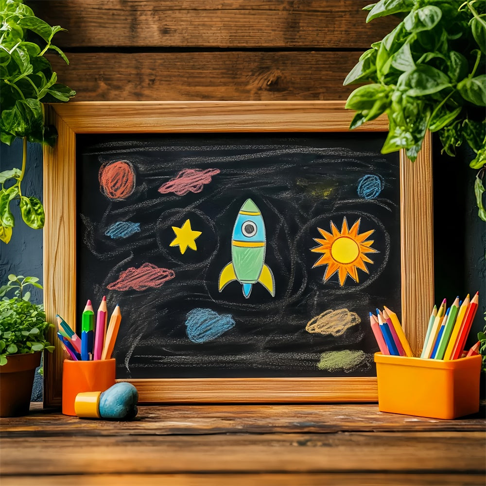 Back To School Photo Backdrop Outer Space Doodle Backdrop LXX57-30