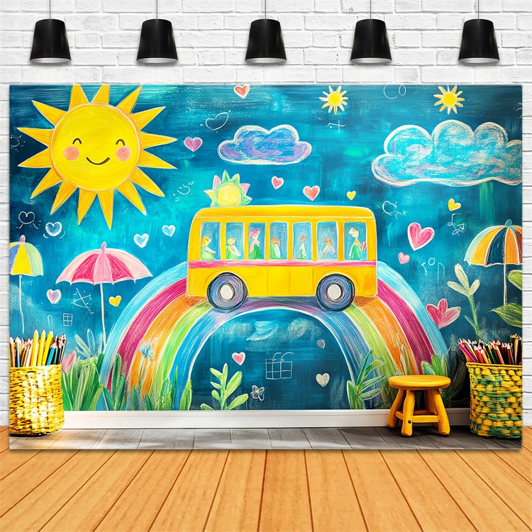 Back To School Backdrop Happy Bus Adventure Backdrop LXX57-32