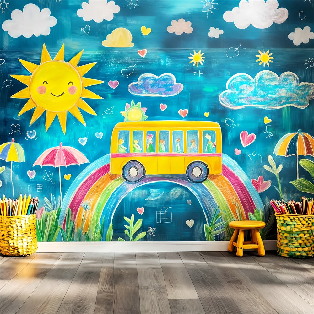 Back To School Backdrop Happy Bus Adventure Backdrop LXX57-32