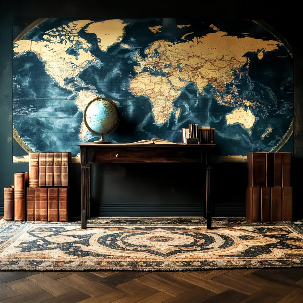 Classroom Backdrops Retro Classroom Map Setting Backdrop LXX57-33