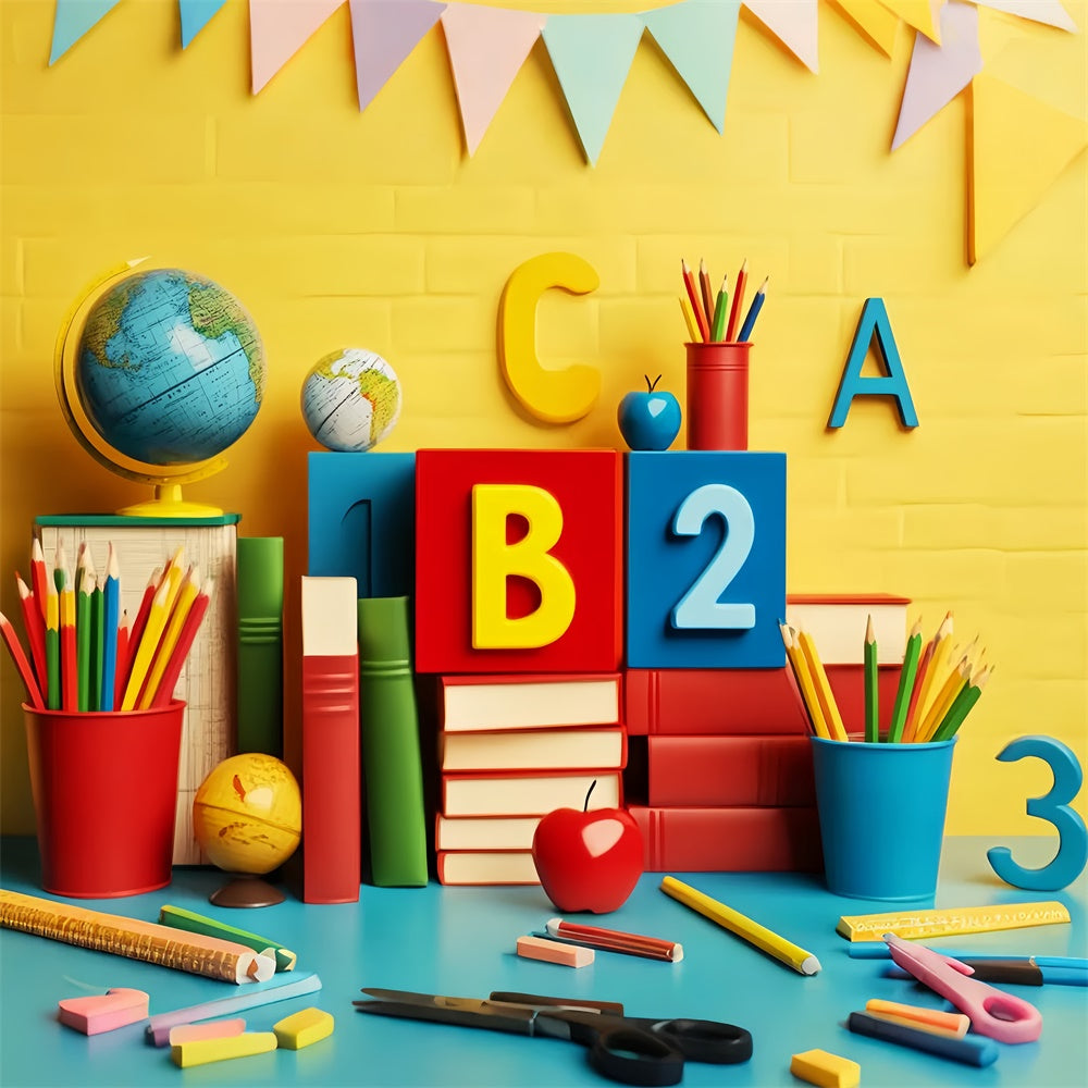 Back To School Backdrops Color Blocks Fun Backdrop LXX57-51