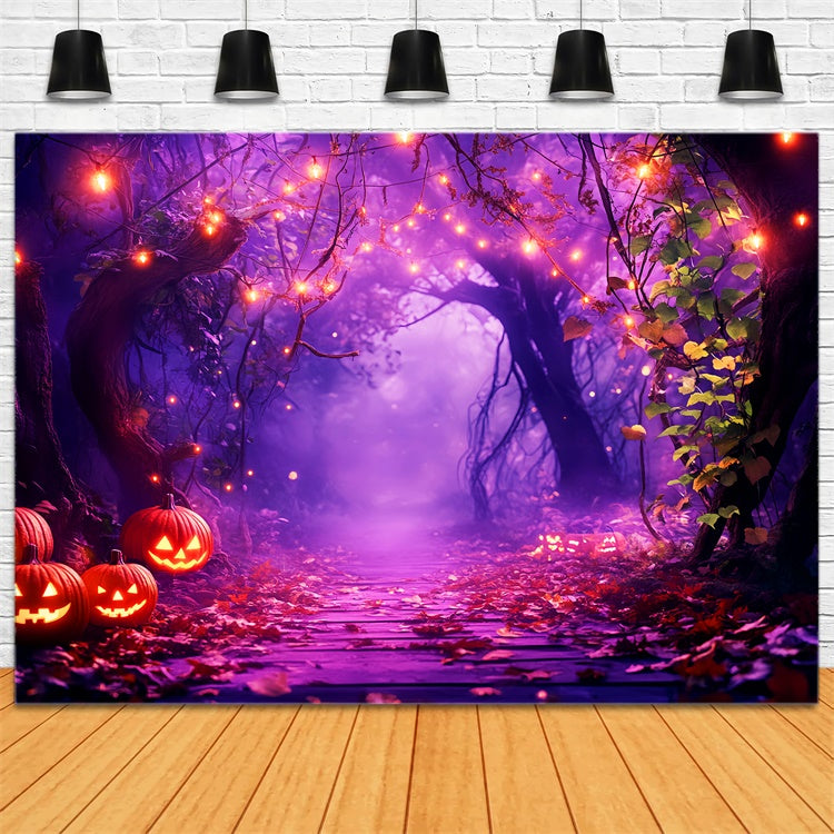 Forest Backdrops Pumpkin Glow Path Halloween Backdrop LXX57-69