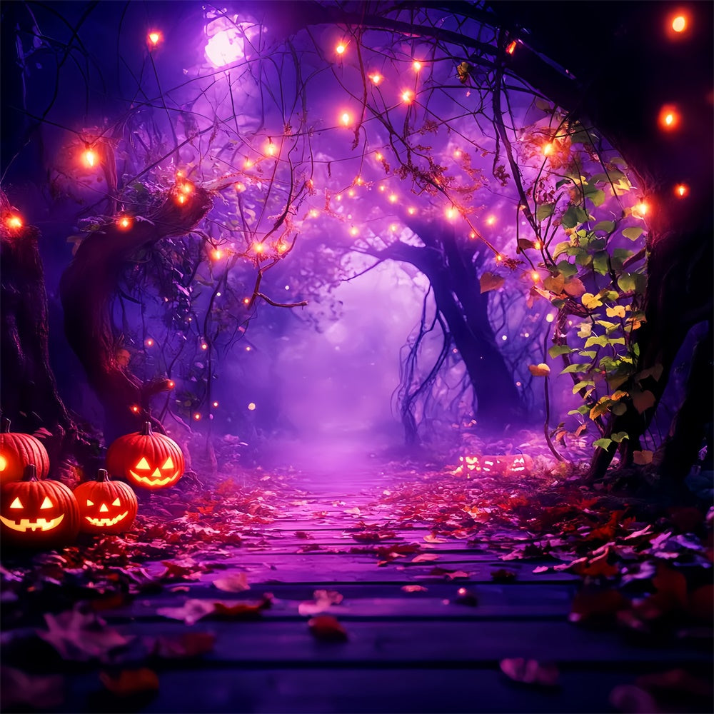Forest Backdrops Pumpkin Glow Path Halloween Backdrop LXX57-69
