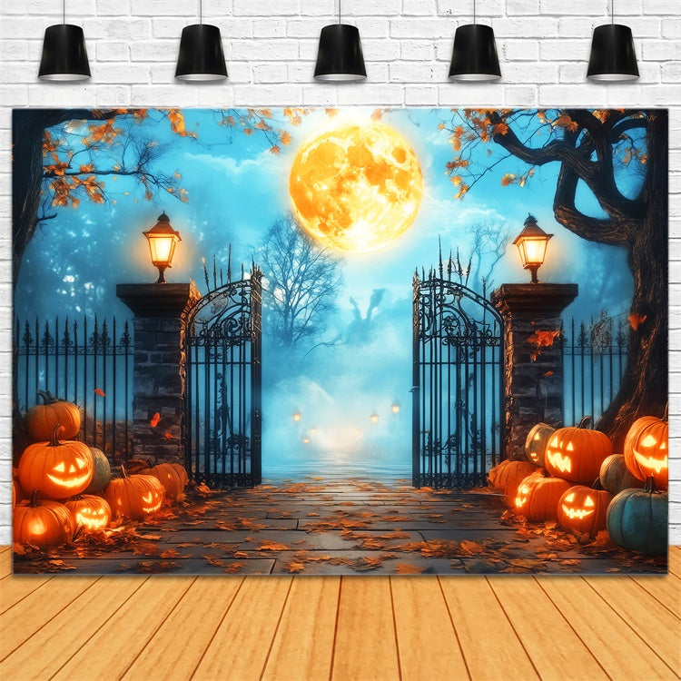 Halloween Moon Backdrop Spooky Manor Gates Backdrop LXX57-70