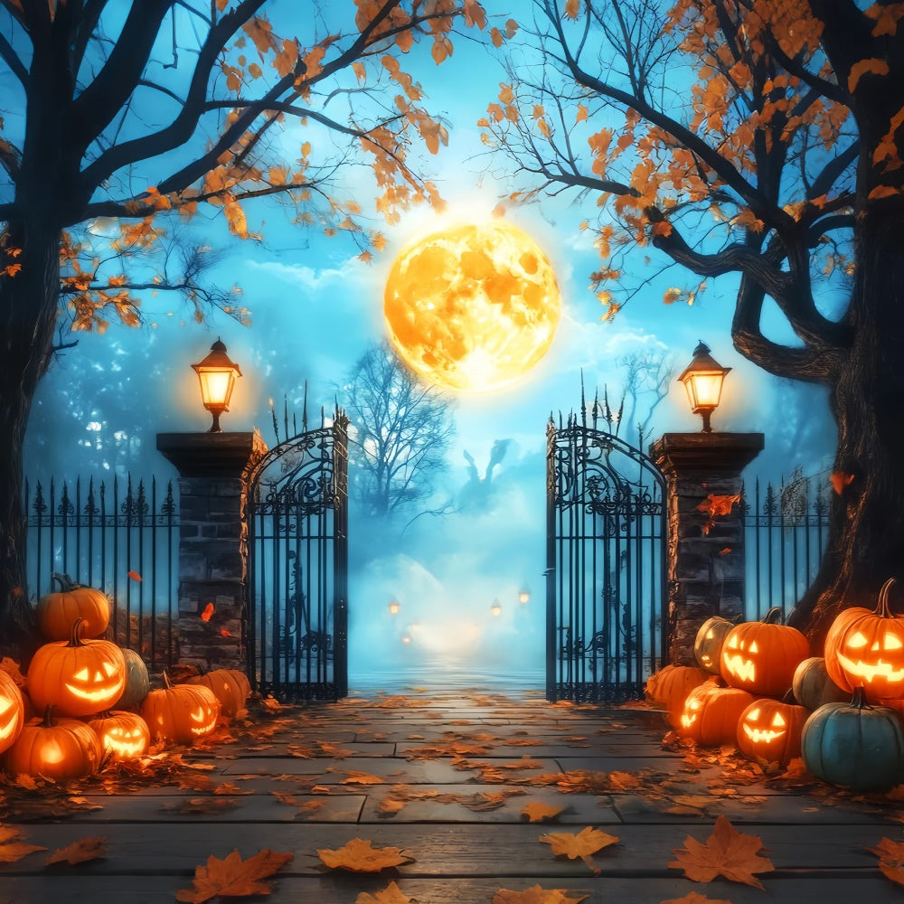 Halloween Moon Backdrop Spooky Manor Gates Backdrop LXX57-70