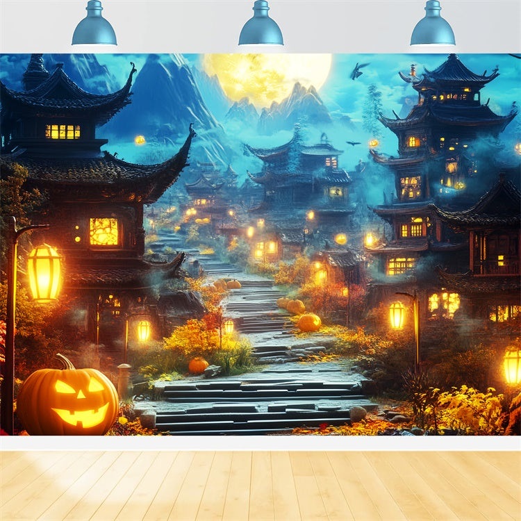 Halloween Backdrops Haunted Lantern Village Backdrop LXX57-88