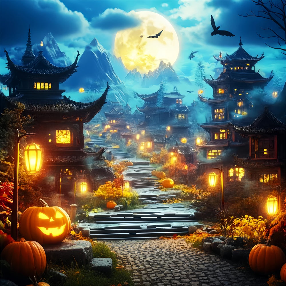 Halloween Backdrops Haunted Lantern Village Backdrop LXX57-88