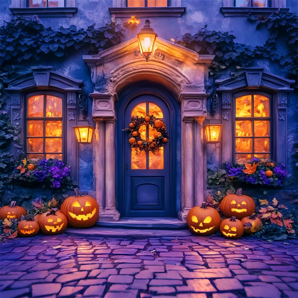 Halloween Photo Backdrop Elegant Pumpkin Porch Backdrop LXX57-90