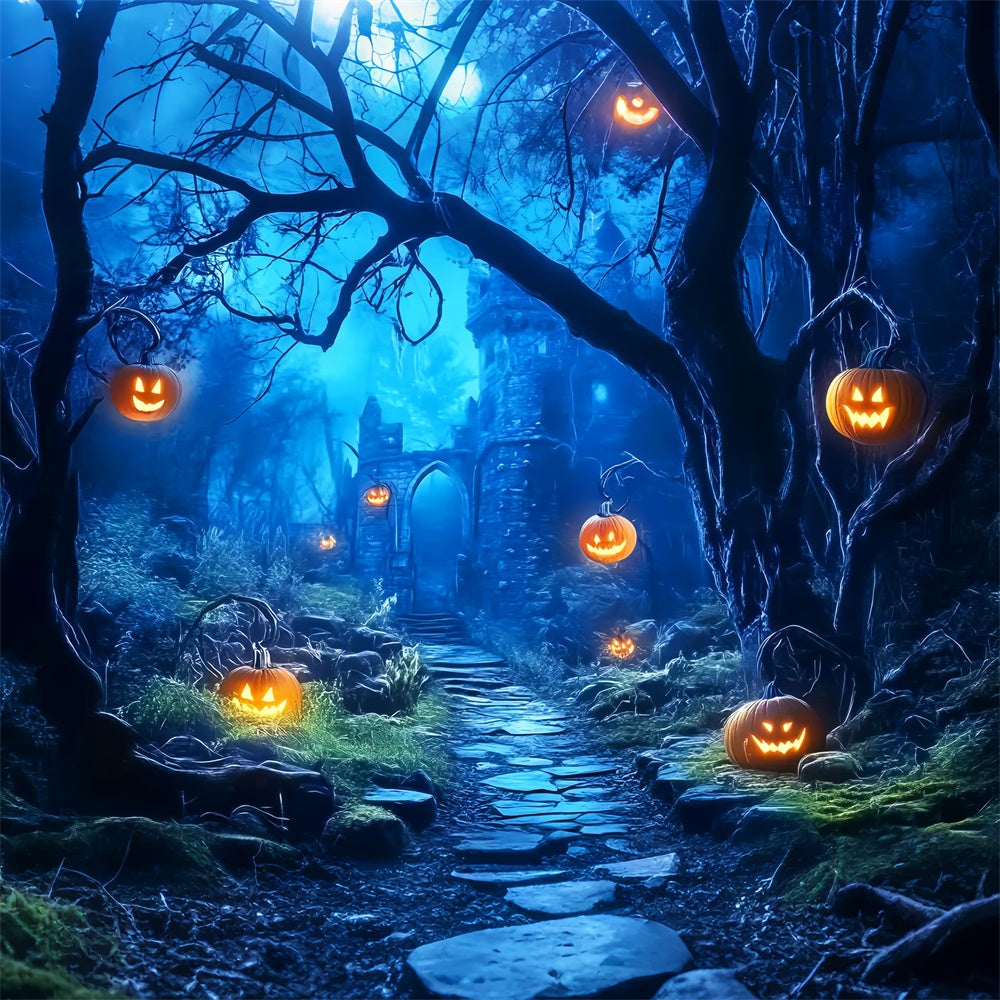 Spooky Forest Backdrop Ruins Trail Halloween Backdrop LXX57-93