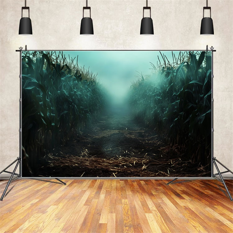 Scary Halloween Backdrop Misty Maize Horror Backdrop LXX57-95